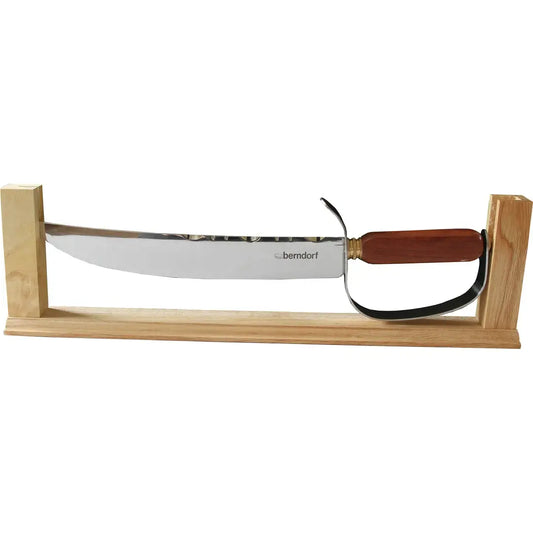 CHAMPAGNERSÄBEL mit Holzgriff und Holzständer