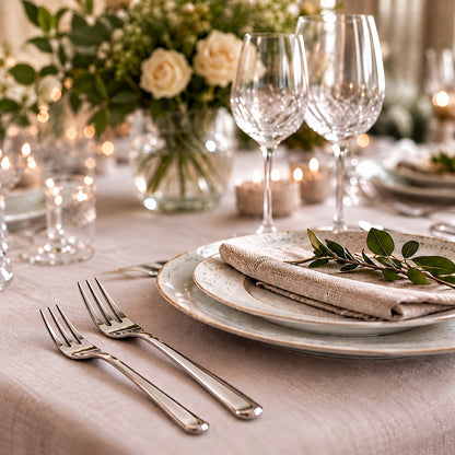Festlich gedeckter Tisch mit Blumen